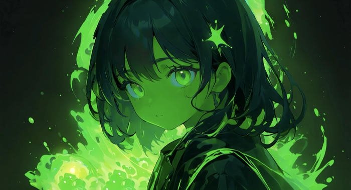 Xanh lá cây anime cảm giác yên tĩnh