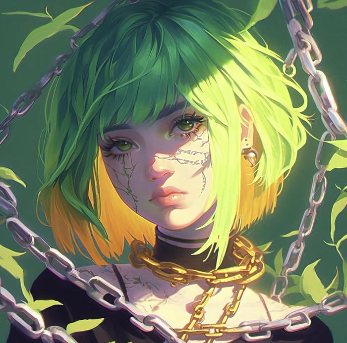 Xanh lá cây anime sắc màu hy vọng