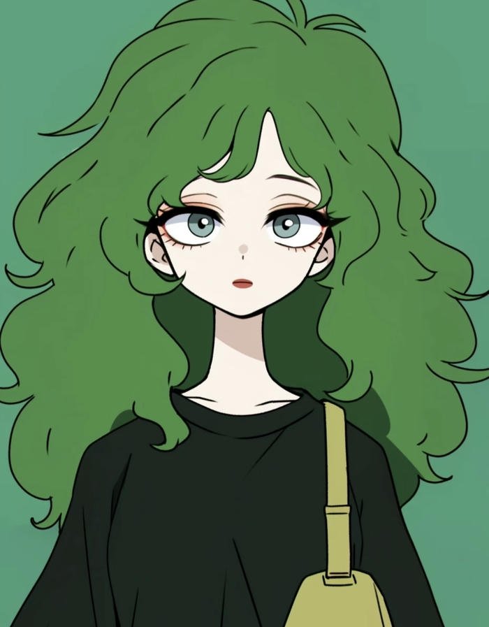 anime tone xanh tóc dài cô gái