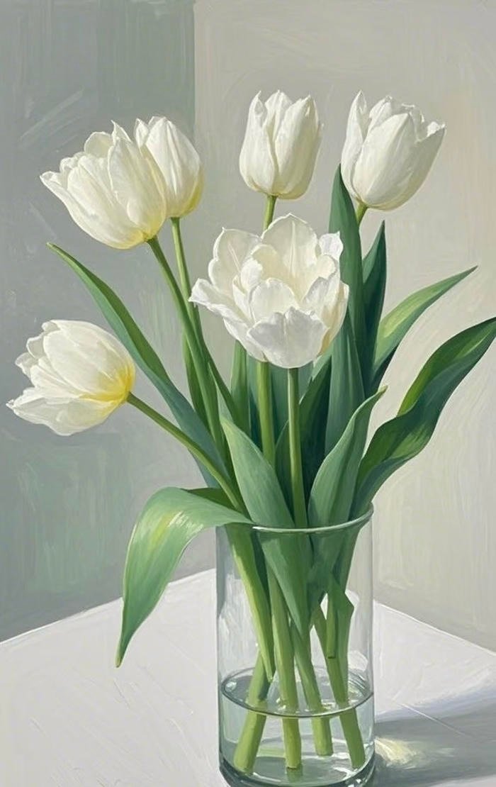 bức hình tranh vẽ hoa tulip mang hơi hướng hội họa cổ điển