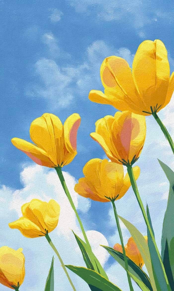 bức hình tranh vẽ hoa tulip mang vẻ đẹp trang nhã