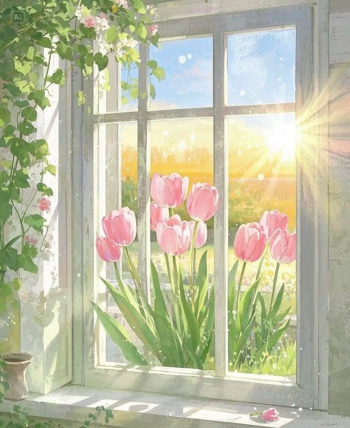 bức hình tranh vẽ hoa tulip phù hợp cho người yêu nghệ thuật