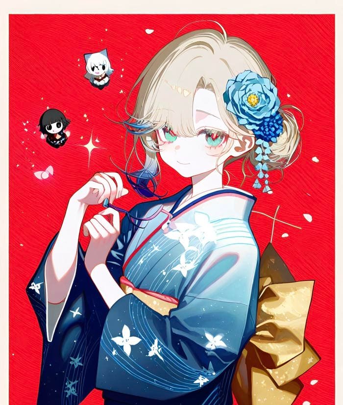 hình ảnh anime nữ mặc kimono thể hiện sự duyên dáng