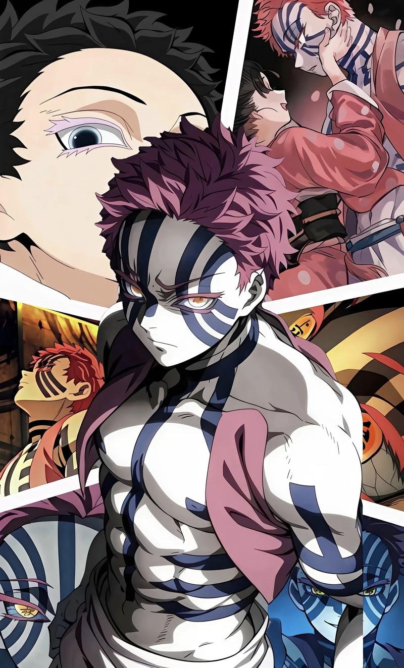 Ác quỷ thượng huyền với hoa văn xanh xuất hiện trong ảnh Akaza