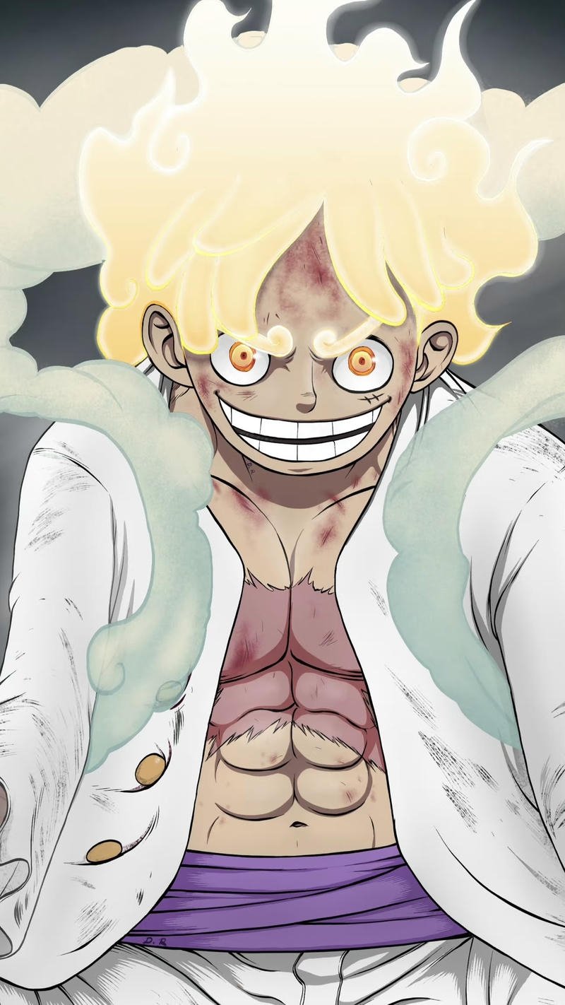 Ảnh Luffy Gear 5 năng lượng bùng nổ cực kỳ ấn tượng