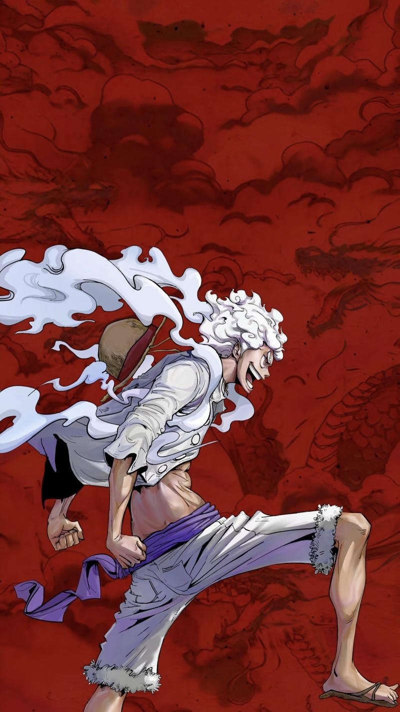 Ảnh Luffy Gear 5 sức mạnh thức tỉnh rực rỡ