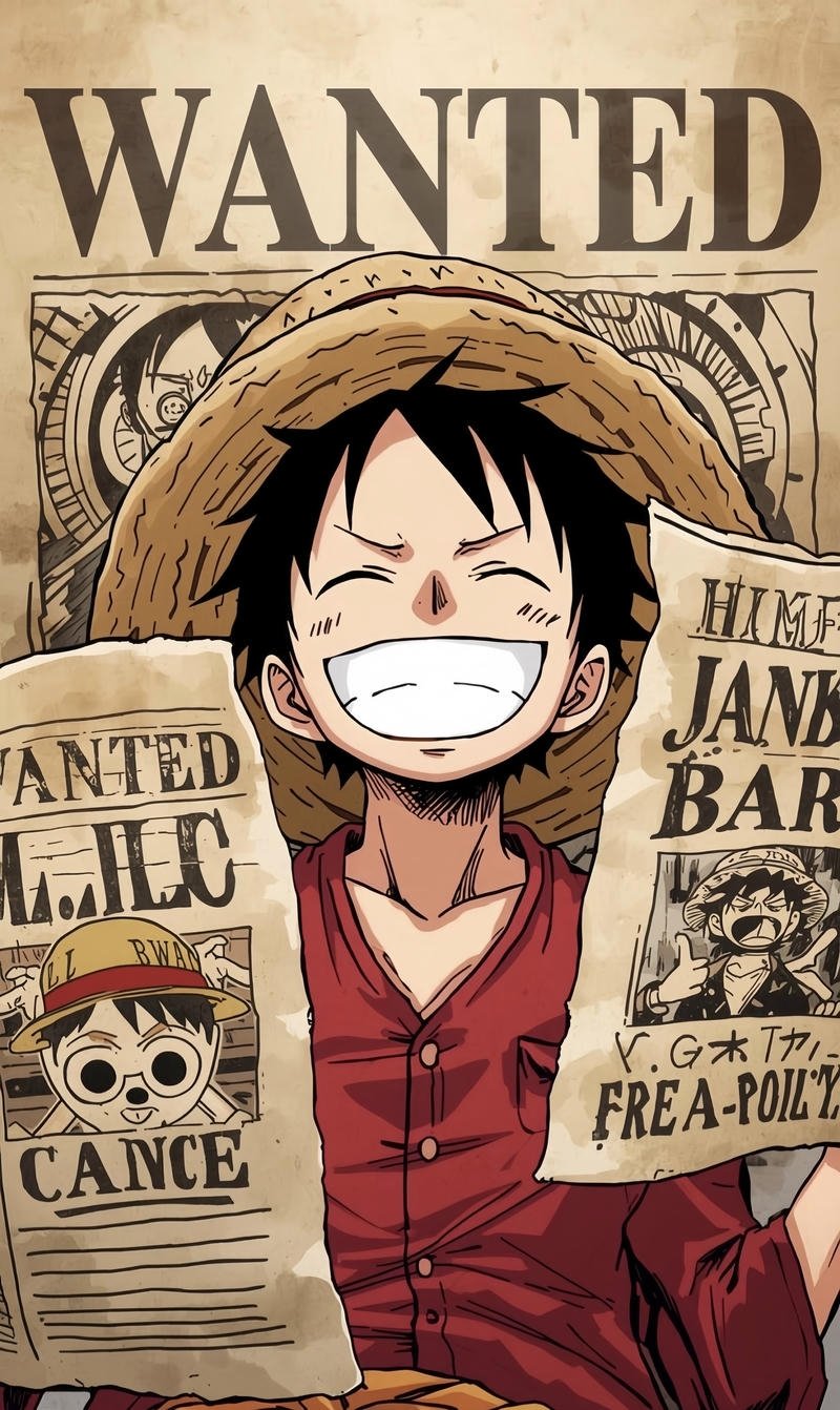 Ảnh Luffy mũ rơm nụ cười tự tin tràn đầy năng lượng