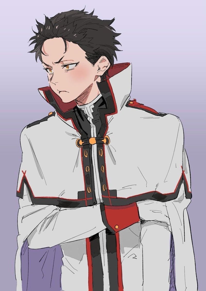 Ảnh Natsuki Subaru anime với ánh nhìn nhiều tâm trạng