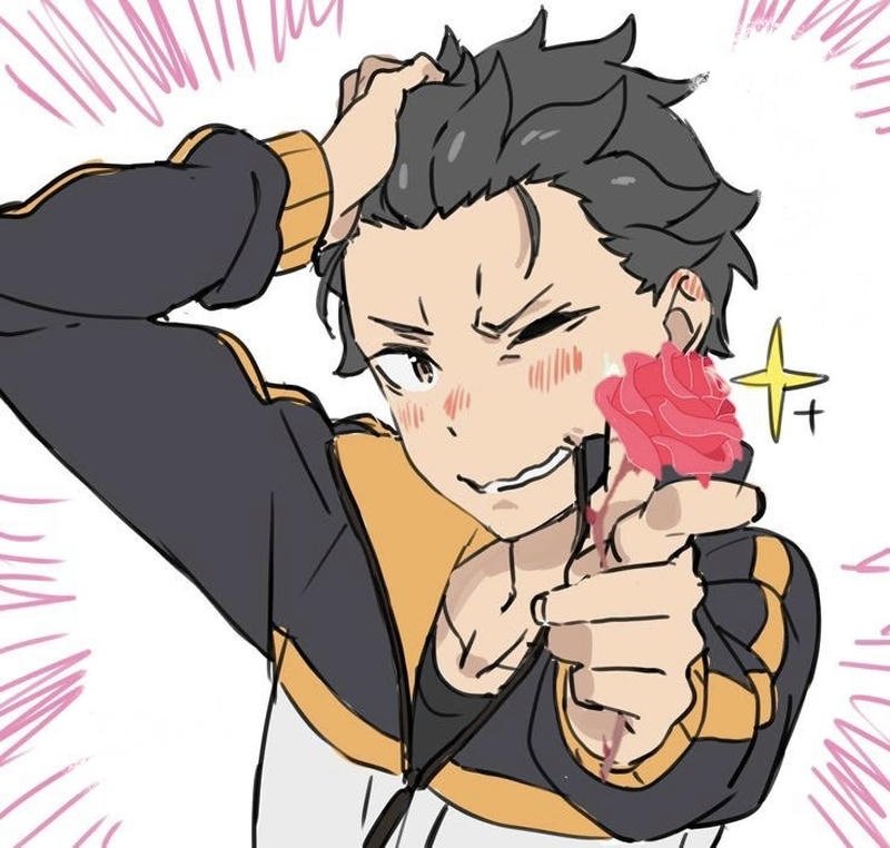 Ảnh Natsuki Subaru anime với dáng vẻ linh hoạt