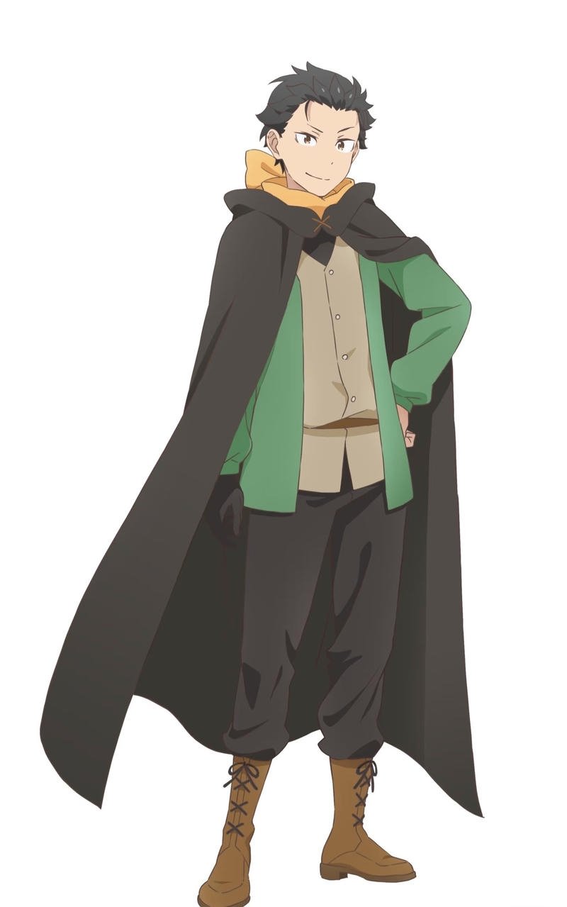 Ảnh Natsuki Subaru anime với dáng vẻ thoải mái