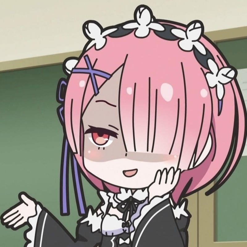 Ảnh Ram Re Zero chibi với ánh mắt to tròn