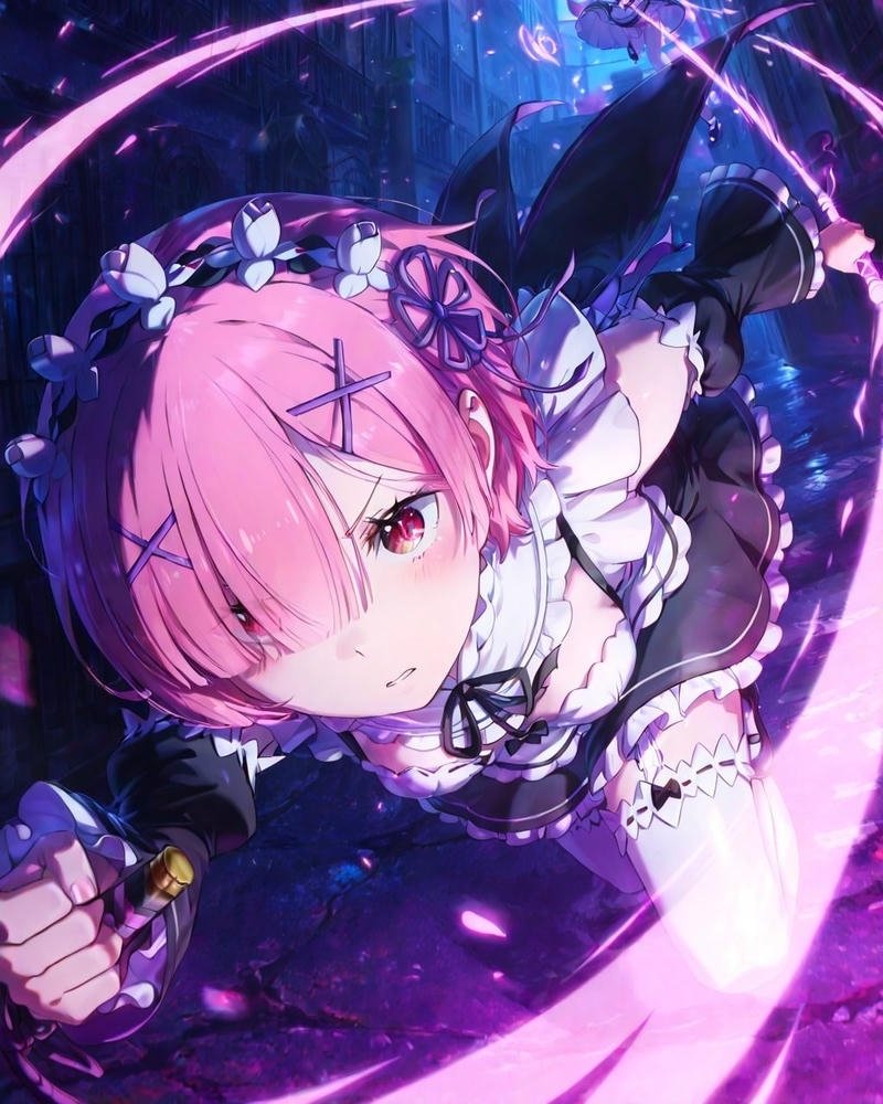 Ảnh Ram Re Zero với ánh nhìn đầy cá tính