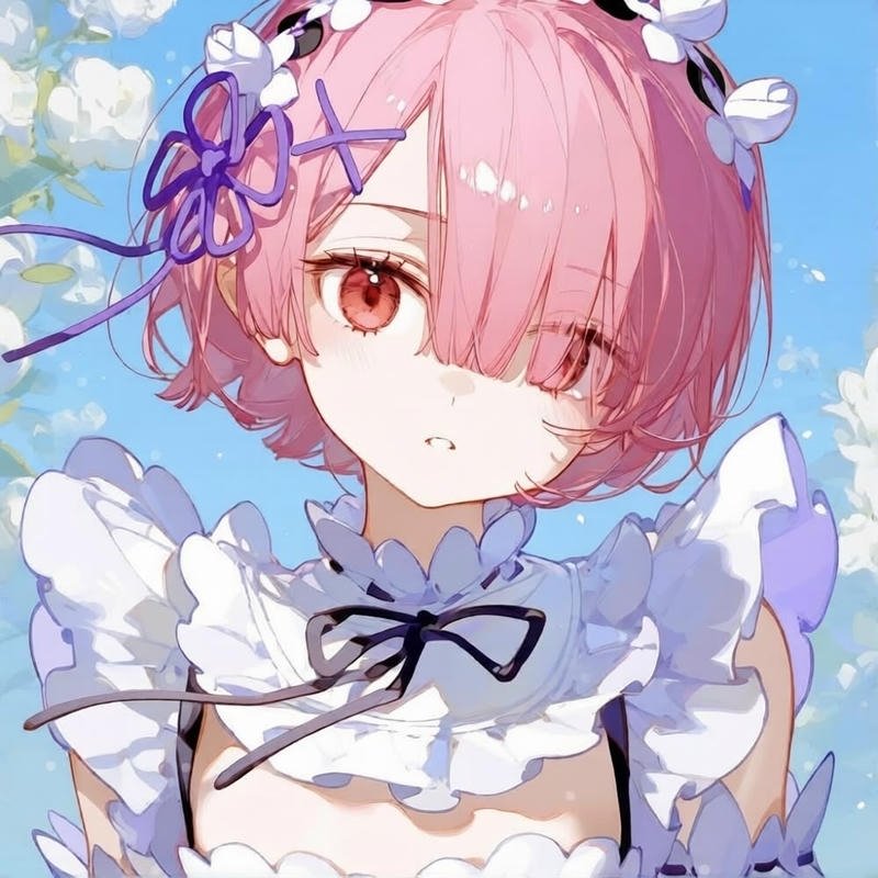 Ảnh Ram Re Zero với biểu cảm nhẹ nhàng thư thái