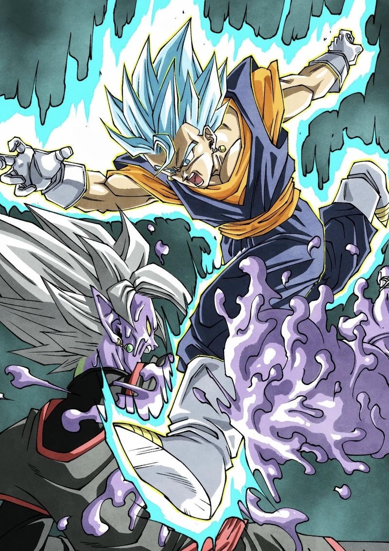 Ảnh SonGoku Super Saiyan Blue hào quang xanh bao quanh cơ thể