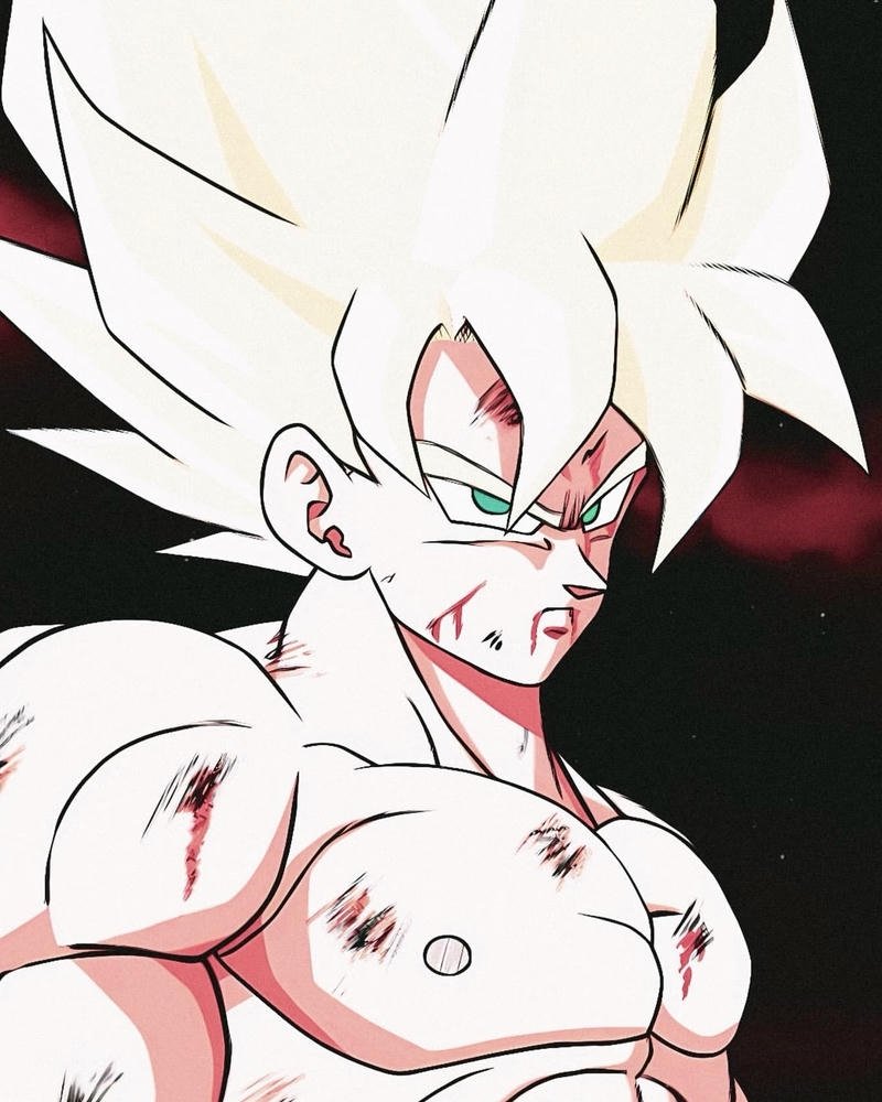 Ảnh SonGoku gương mặt tập trung khi chuẩn bị tấn công