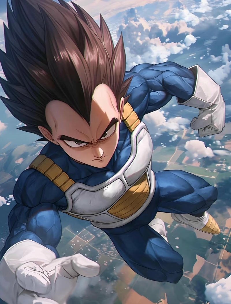 Ảnh Vegeta trong khung cảnh chiến đấu căng thẳng