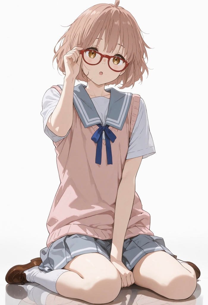 Ảnh anime đeo kính biểu cảm điềm đạm đáng yêu