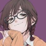 Ảnh anime đeo kính nụ cười nhẹ nhàng trang nhã