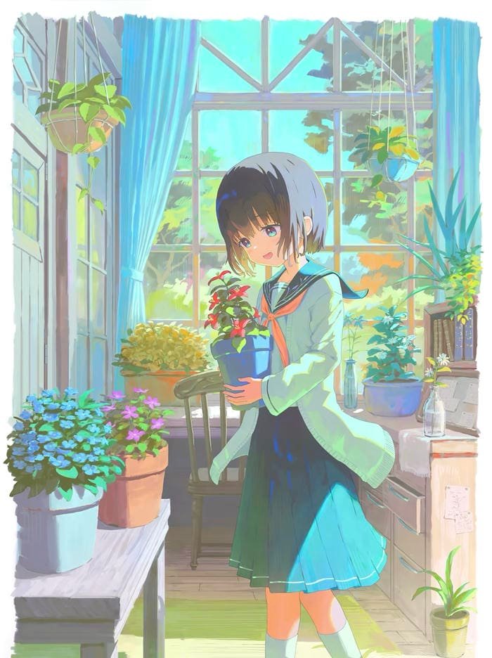 Ảnh anime học sinh dáng đứng ngay thẳng tự tin