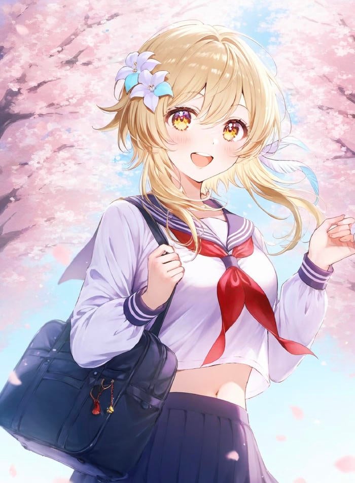 Ảnh anime nữ học sinh ánh mắt long lanh mơ mộng