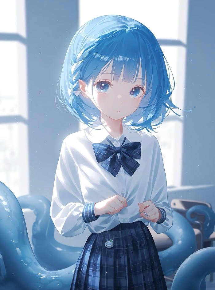 Ảnh anime nữ học sinh bên khung cửa sổ lớp