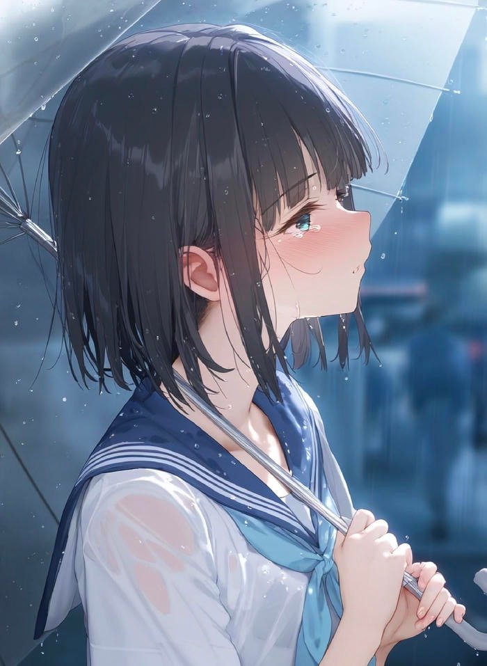 Ảnh anime nữ học sinh dáng đứng e ấp đáng yêu