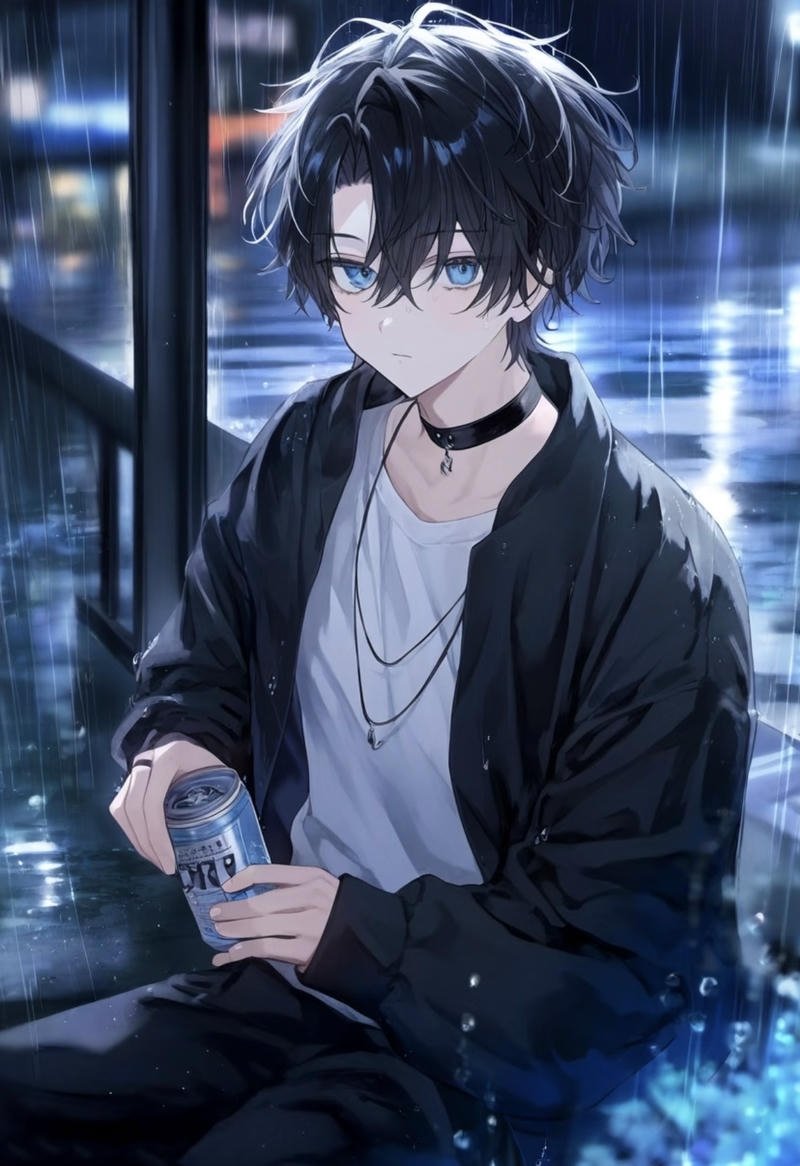 Ánh mắt suy tư của chàng thanh niên anime