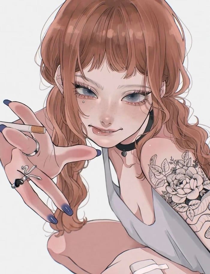 Ảnh nhân vật anime nữ ánh nhìn kiêu hãnh cuốn hút