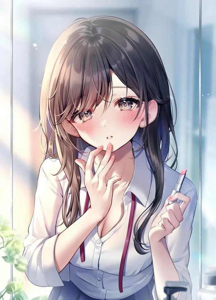 Ảnh nhân vật anime nữ ánh sáng phản chiếu dịu nhẹ