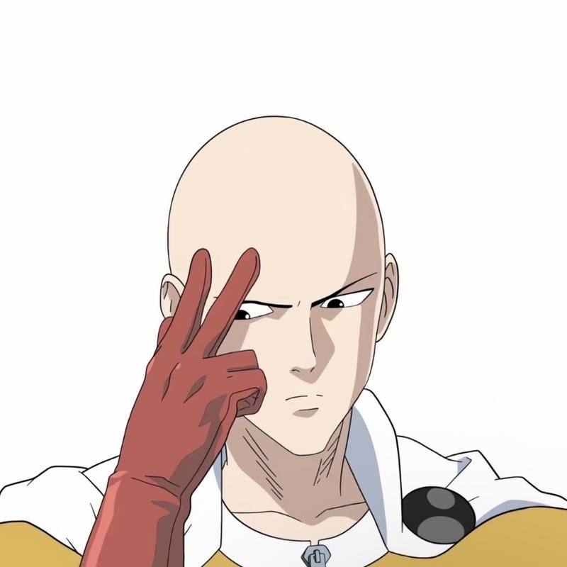 Ánh nhìn dửng dưng của nhân vật trong ảnh Saitama