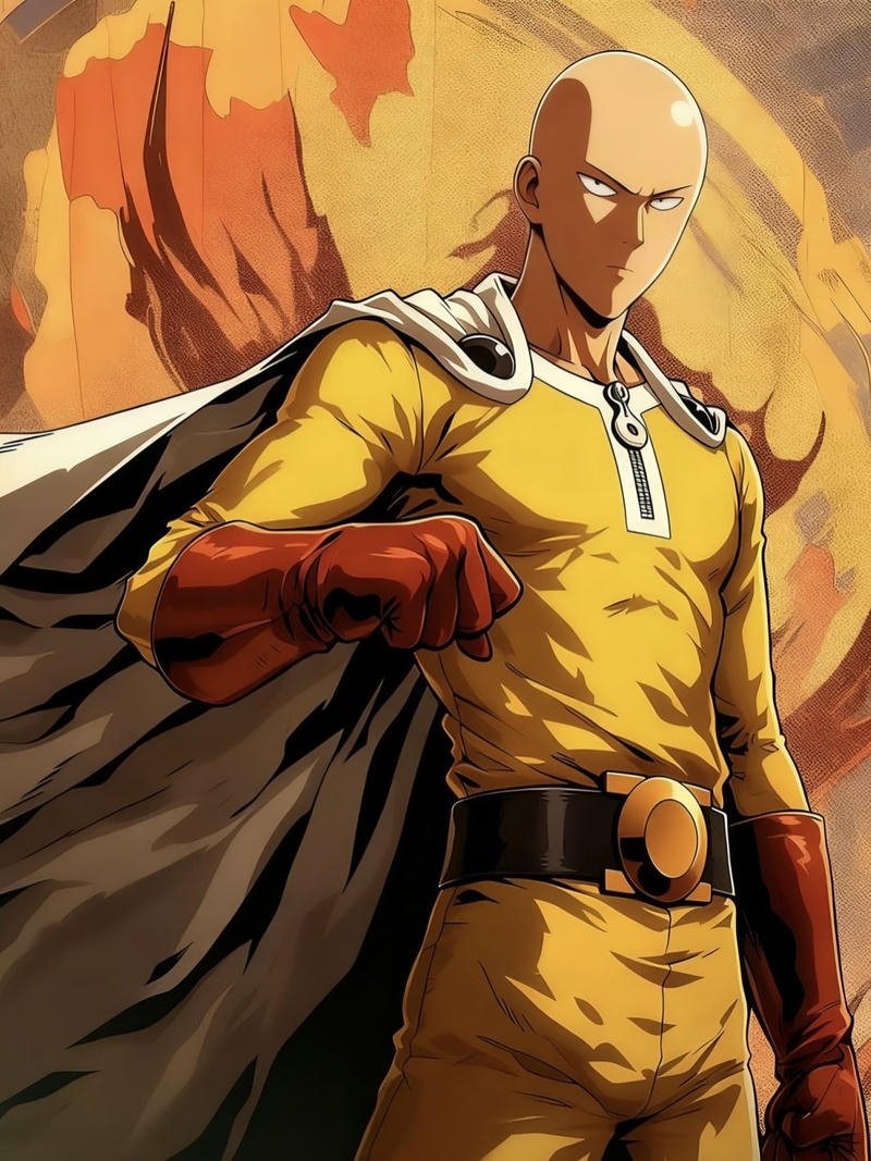 Ánh nhìn lạnh lùng của nhân vật trong ảnh Saitama