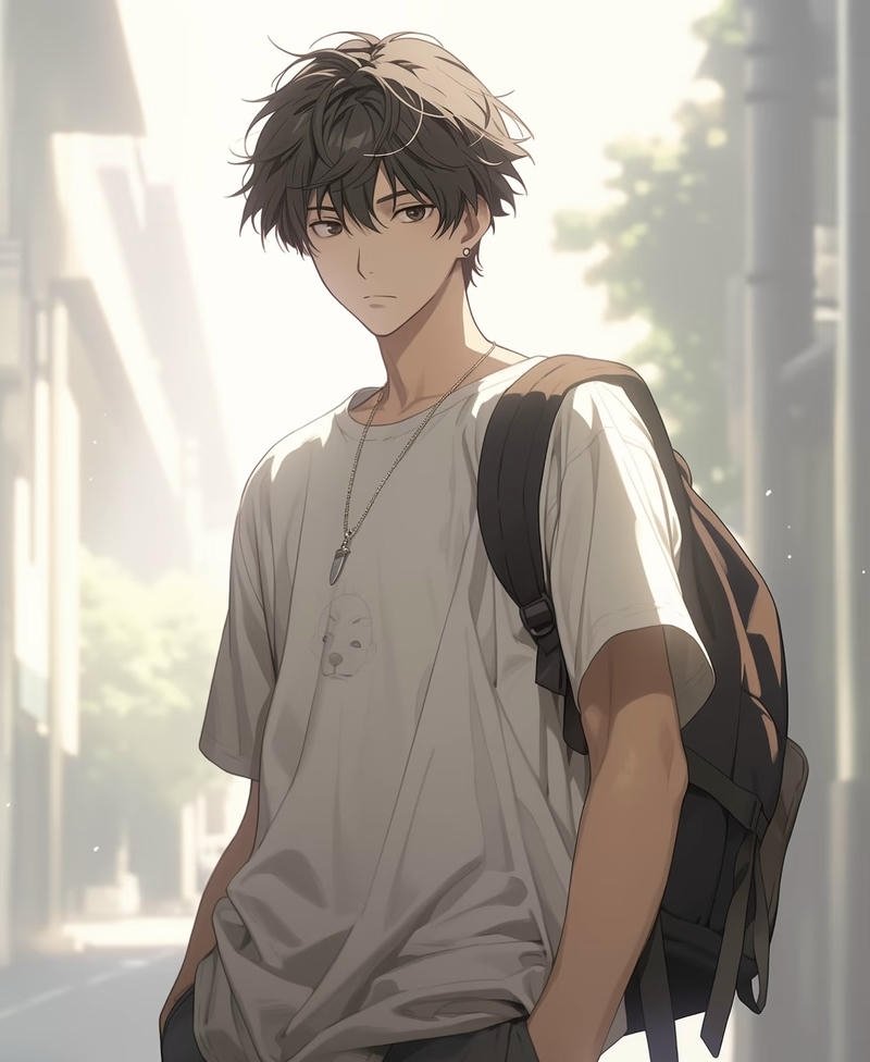 Ánh nhìn trầm lặng từ chàng thiếu niên anime