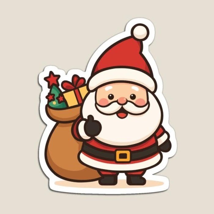 Ảnh sticker Noel ông già tuyết với túi quà lớn