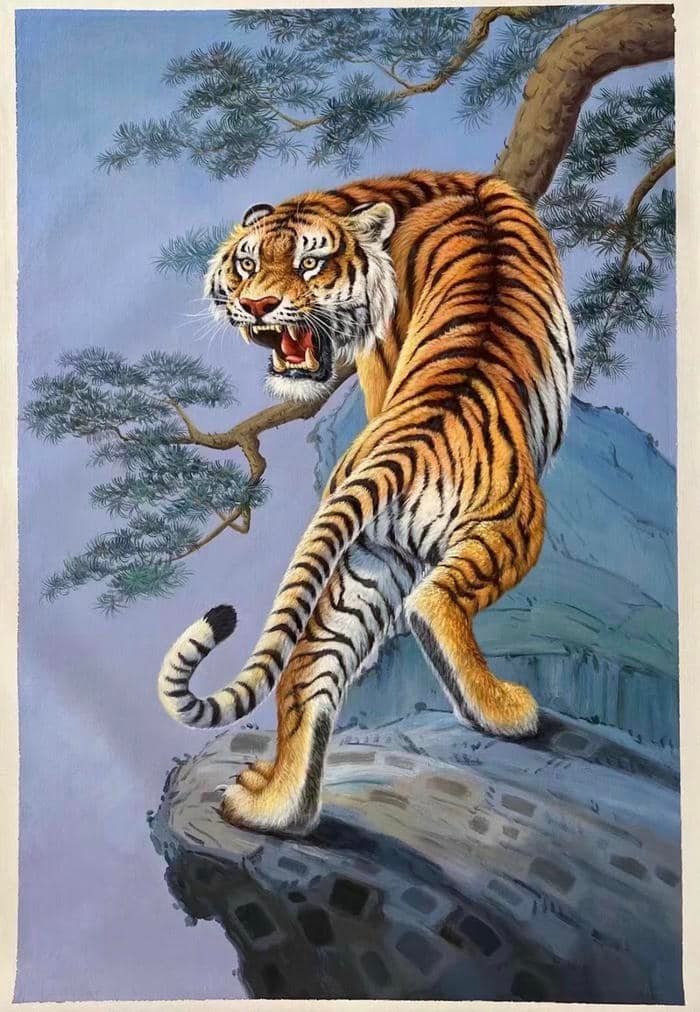 Ảnh tranh vẽ con hổ dáng đứng hiên ngang