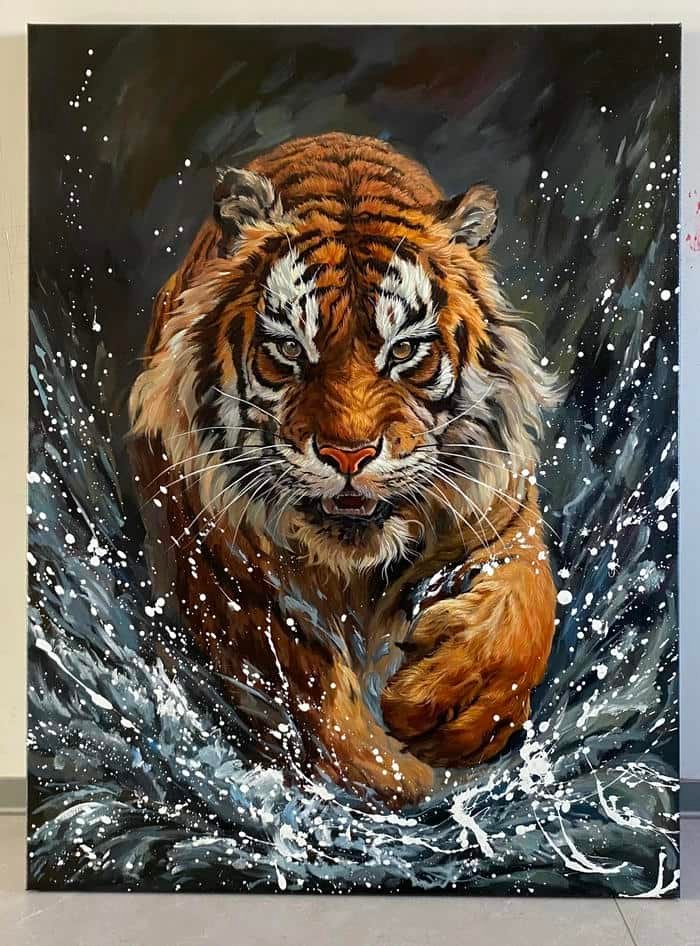 Ảnh tranh vẽ con hổ phong cách truyền thống