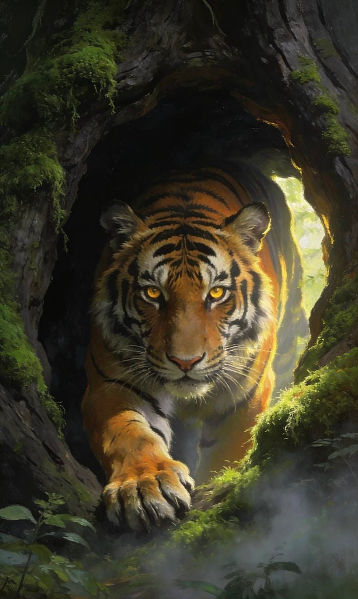 Ảnh tranh vẽ con hổ sắc thái uy nghiêm