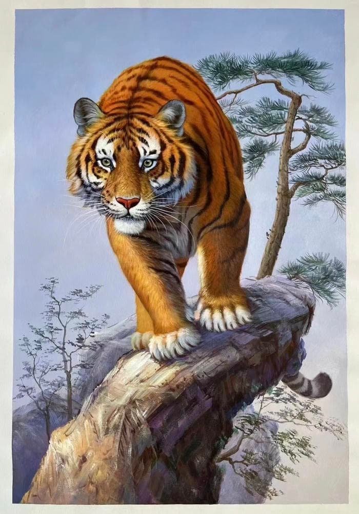 Ảnh tranh vẽ con hổ tông màu ấm nổi bật
