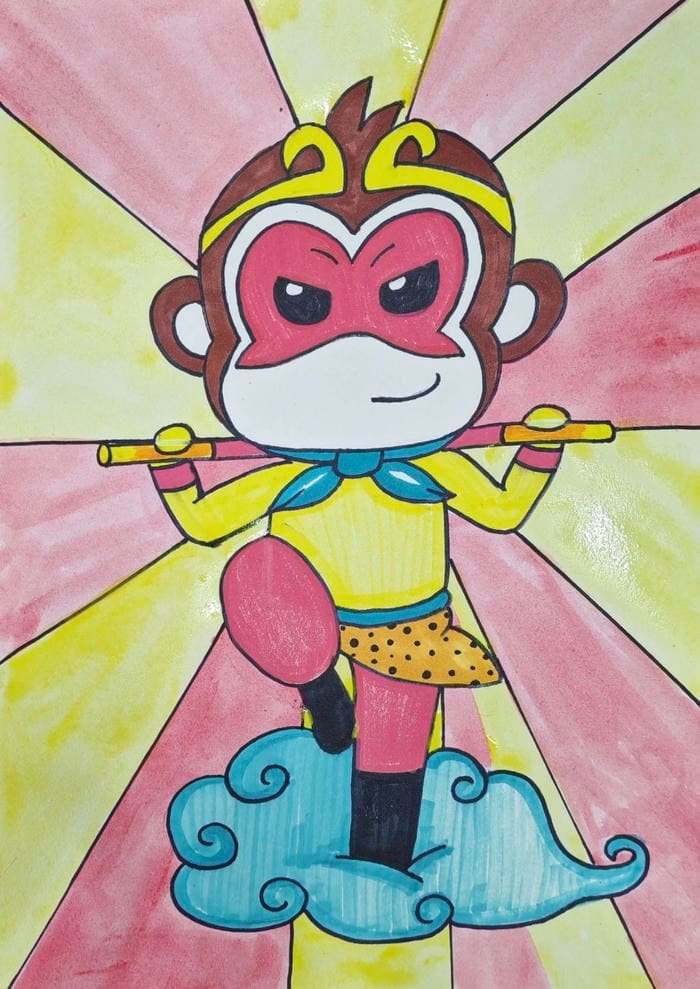 Ảnh tranh vẽ con khỉ chuyển động thoăn thoắt