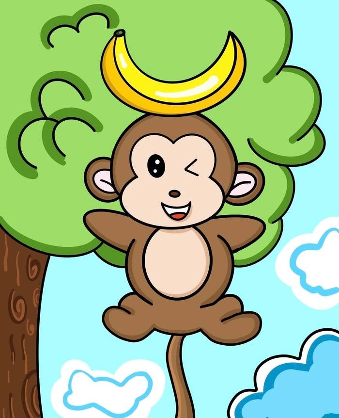 Ảnh tranh vẽ con khỉ diện mạo nhanh nhảu