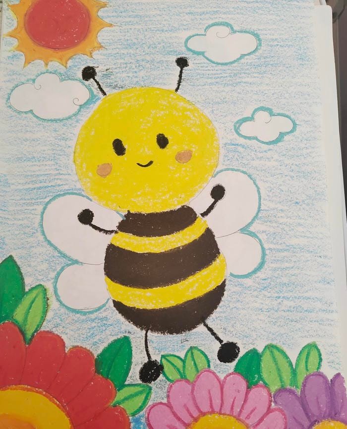 Ảnh tranh vẽ con ong dáng bay linh hoạt