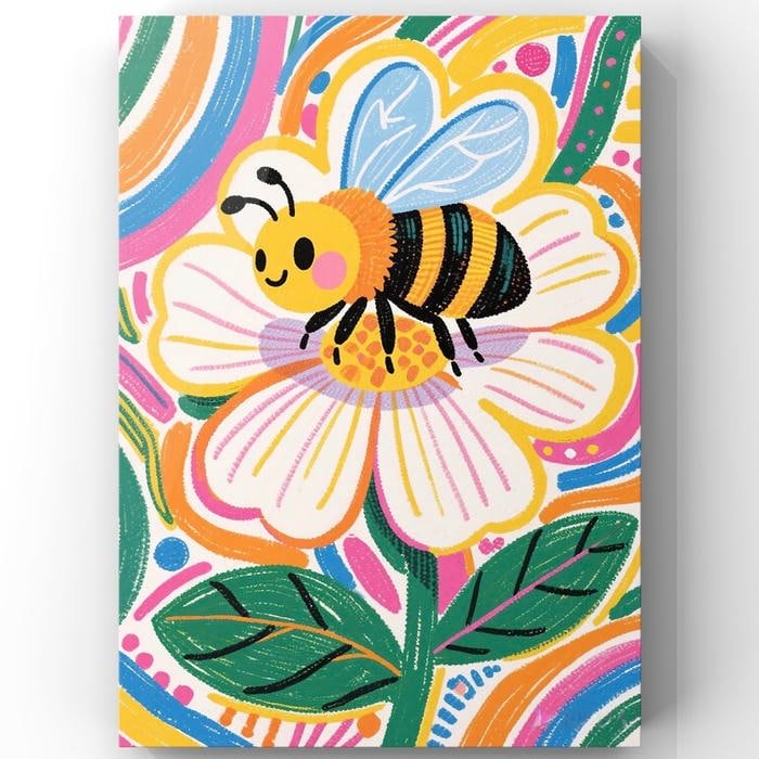 Ảnh tranh vẽ con ong khung cảnh thiên nhiên tươi sáng