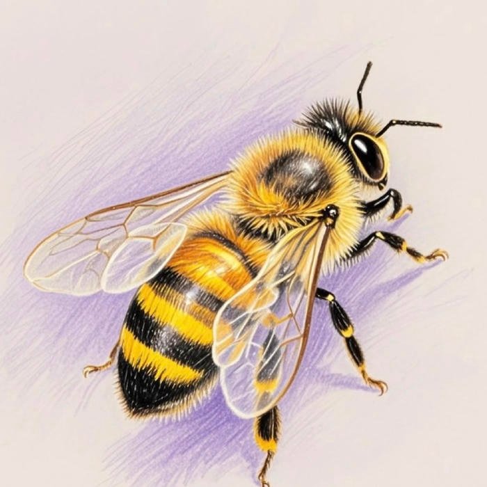 Ảnh tranh vẽ con ong tông vàng đen nổi bật