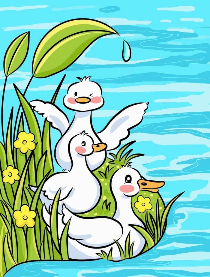 Ảnh tranh vẽ con vịt tạo cảm giác nhìn thoáng và rõ ràng