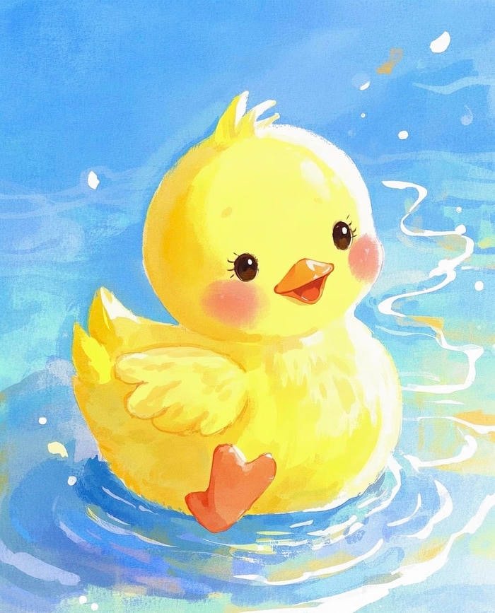 Ảnh tranh vẽ con vịt tạo cảm nhận thị giác dễ xem khi nhìn tổng thể