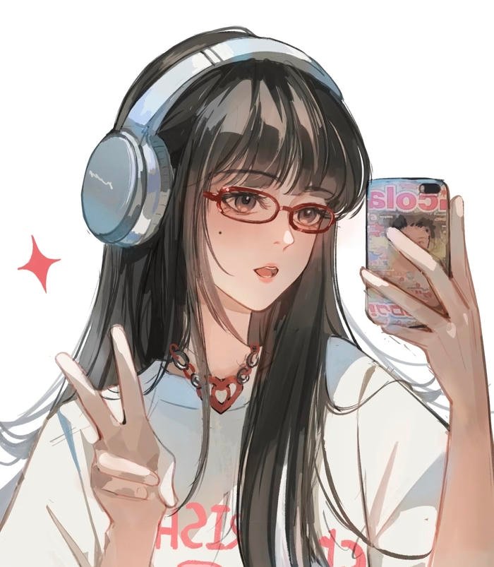 Bức ảnh anime đeo kính ánh nhìn sâu lắng trưởng thành