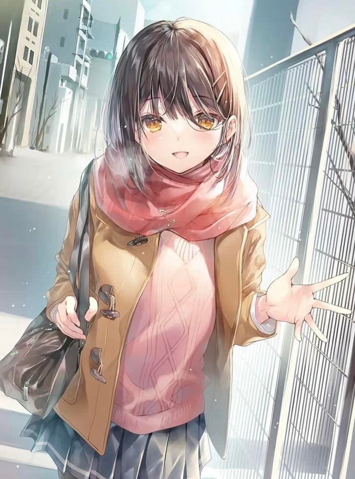 Bức ảnh anime học sinh gương mặt tươi tắn sinh động