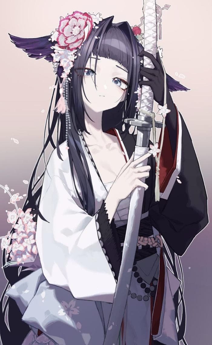 Bức ảnh anime nữ cầm kiếm cùng nét dễ thương lạ