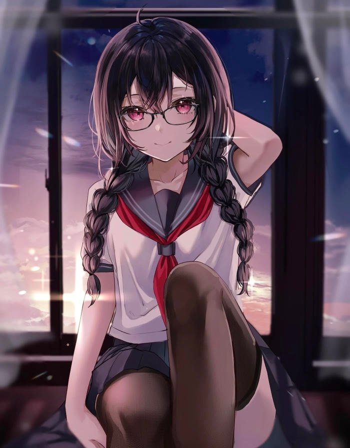 Bức ảnh anime nữ học sinh nụ cười e lệ