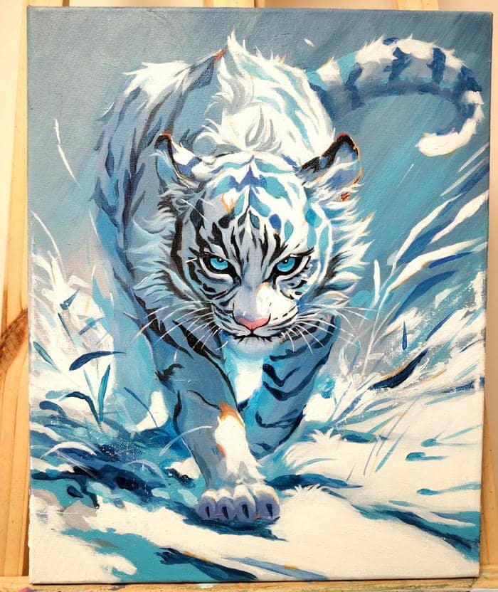 Bức ảnh tranh vẽ con hổ phong cách cổ điển