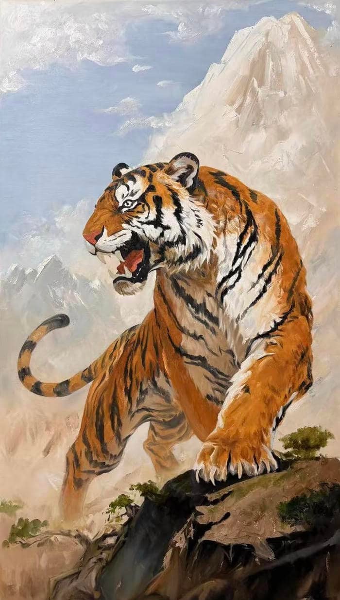 Bức ảnh tranh vẽ con hổ sắc nét ấn tượng